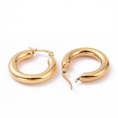 Iron Plating(IP) 304 Stainless Steel Chunky Hoop Earrings for Women EJEW-G298-09G-1