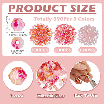 390Pcs 3 Colors Transparent Colours Glass Seed Beads GLAA-TA0003-76B-1