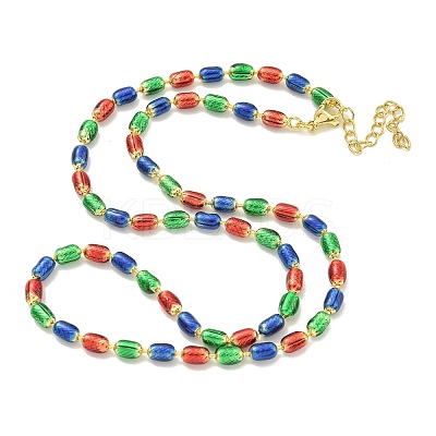 Brass Enamel Column Link Chain Necklaces NJEW-H039-13G-1