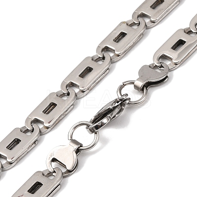 201 Stainless Steel Oval Mariner Link Chain Necklace NJEW-F222-37P-01-1