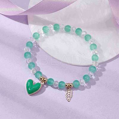 Glass Round Beaded Stretch Bracelets BJEW-JB09909-04-1