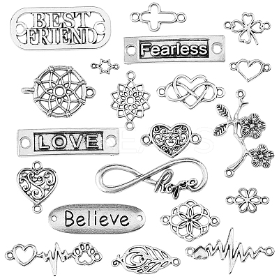 60Pcs 20 Styles Tibetan Style Alloy Connector Charms TIBE-SC0002-51-1