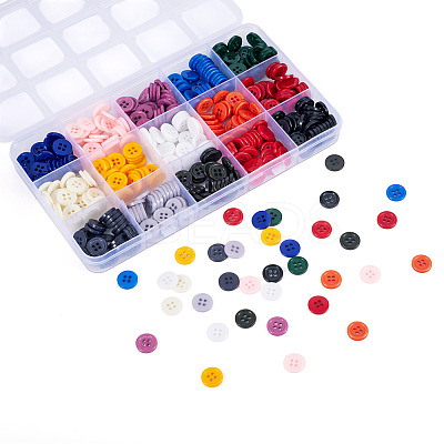 450Pcs 15 Styles Resin Buttons RESI-TA0004-13-1