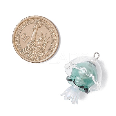 4Pcs 4 Colors Jellyfish Glass Pendants PALLOY-TA00308-1
