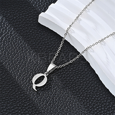 201 Stainless Steel Crystal Rhinestone Initial Pendant Necklaces FS-WG28760-11-1