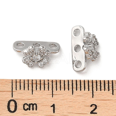Brass Micro Pave Clear Cubic Zirconia Slide Charms KK-P239-19P-1