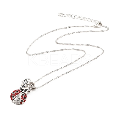 Colorful Rhinestone Ladybird and Heart Pendant Necklace NJEW-I113-13P-1