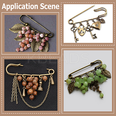 30Pcs Iron Brooch Findings  FIND-SC0020-46AB-1