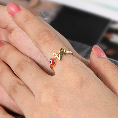 Golden Brass Letter A Open Cuff Rings NE2200-2-1