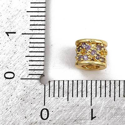 Column Rack Plating Brass Cubic Zirconia European Beads KK-L236-11G-1