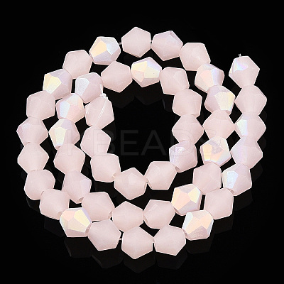 Imitation Jade Bicone Frosted Glass Bead Strands EGLA-A039-J6mm-MB07-1