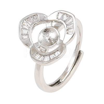 Brass Micro Pave Cubic Zirconia Adjustable Ring Components KK-CBAC351-02P-1