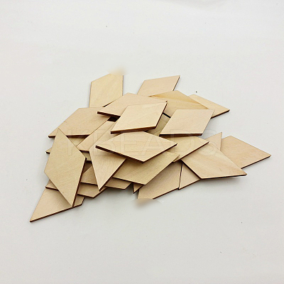 Unfinished Wood Rhombus Shape Discs Slices WOCR-PW0001-005B-1