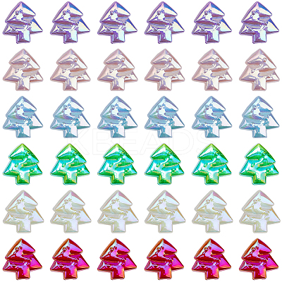 48Pcs 6 Colors Christmas Rainbow Iridescent Plating Acrylic Beads MACR-SP0001-34-1