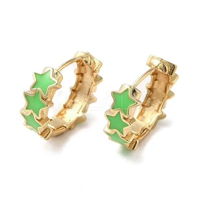 Star Real 18K Gold Plated Brass Hoop Earrings EJEW-L268-013G-05-1