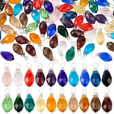 120Pcs 20 Colors Glass Pendant PALLOY-PH01677-1