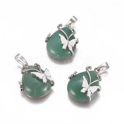 Natural Green Aventurine Pendants G-K296-B06-1
