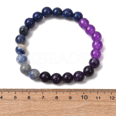 Natural Picture Jasper & African Turquoise & Glass Beads Stretch Bracelets for Women Men BJEW-P398-01E-1