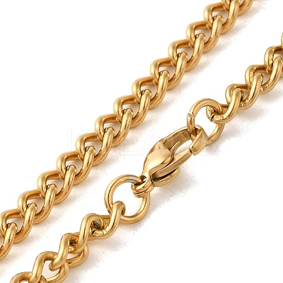 Ion Plating(IP) 304 Stainless Steel Cuban Link Chain Necklaces NJEW-L173-024G-02-1