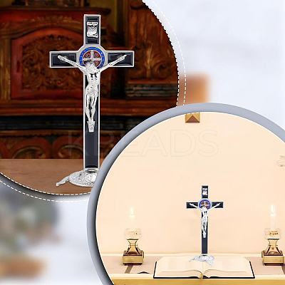 Alloy Enamel Saint Benedict Crucifix Display Decorations AJEW-WH0752-416A-1