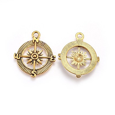 Tibetan Style Alloy Compass Pendants TIBEP-S272-AG-FF-1