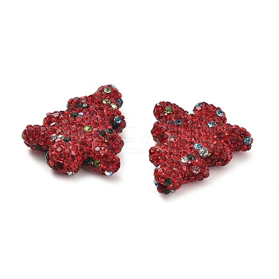 Christmas Tree Polymer Clay Rhinestone Beads CLAY-NH0001-14-1