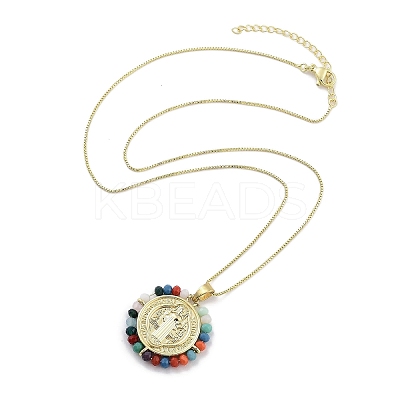 Brass with ABS Beads Pendant Necklaces LS-NJEW-B101-08G-1