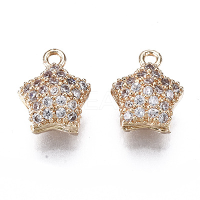 Hollow Brass Micro Pave Clear Cubic Zirconia Charms KK-S359-142-RS-1