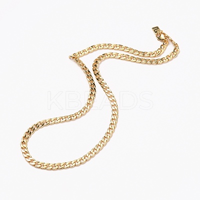 Men's Brass Cuban Link Chain Necklaces NJEW-H206-17G-1