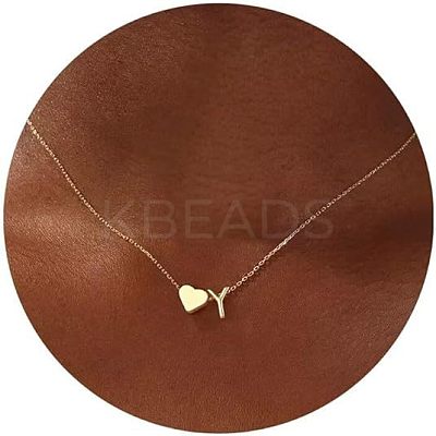 Simple Style Adjustable 316L Surgical Stainless Steel Heart and Initial Pendant Necklaces for Women WG95AEF-25-1