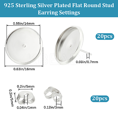 20Pcs Brass Stud Earring Settings KK-BBC0010-56A-1