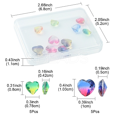 10Pcs 2 Style Faceted K9 Glass Rhinestone Cabochons GGLA-FS0001-02-1