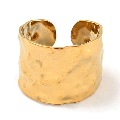 Ion Plating(IP) 304 Stainless Steel Hammered Open Cuff Ring RJEW-A043-08G-1
