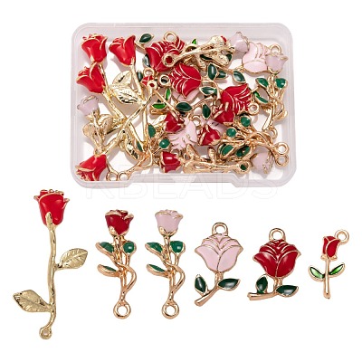 24Pcs 6 Style Alloy Enamel Pendants ENAM-LS0001-67-1