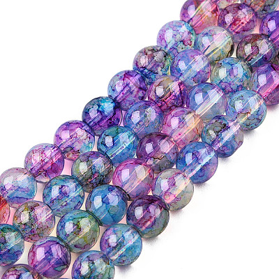 Baking Paint Glass Beads Strands X-DGLA-Q023-6mm-DB57-1