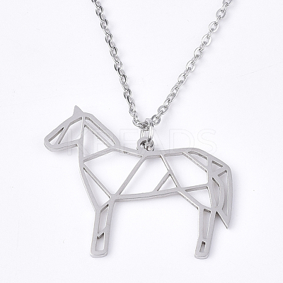 Non-Tarnish 201 Stainless Steel Pendant Necklaces NJEW-T009-JN037-1-45-1