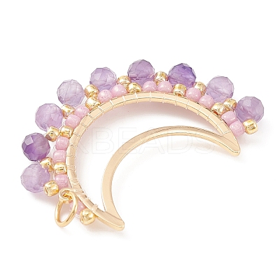 Natural Amethyst Faceted Round Pendants PALLOY-MZ00169-05-1