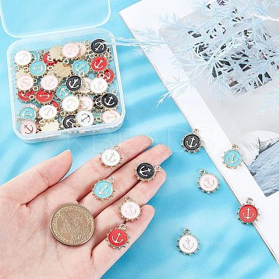 50Pcs 5 Color Alloy Enamel Pendants ENAM-FH0001-18-NR-1