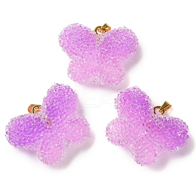 Transparent Resin Dotted Rhinetone Pendants RESI-N040-02G-05-RS-1