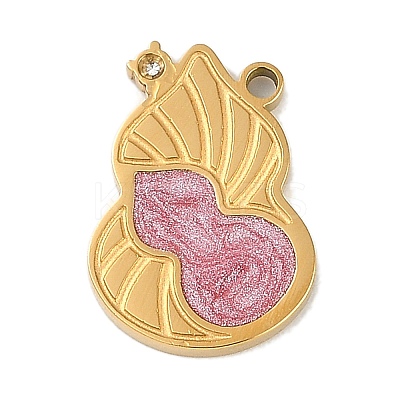 Ion Plating(IP) 304 Stainless Steel Enamel Pendants STAS-M080-07G-1