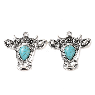 Synthetic Turquoise Pendants PALLOY-K001-046-1