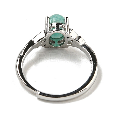 Oval Natural Gemstone Adjustable Rings RJEW-Q818-01P-1