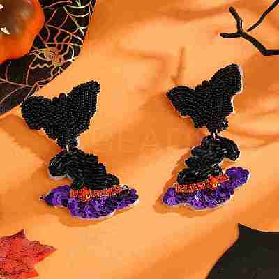 Bat Hat Glass Bead Stud Earrings XR9270-1