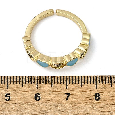 Brass Micro Pave Clear Cubic Zirconia Enamel Cuff Rings for Women RJEW-L113-033G-1