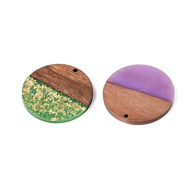 Opaque Resin and Walnut Wood Pendants RESI-T060-12A-1