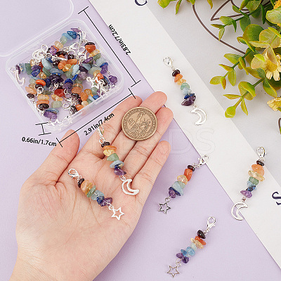 20Pcs 2 Styles Chakra Theme Natural Gemstone Pendant Decorations HJEW-CN0001-24-1