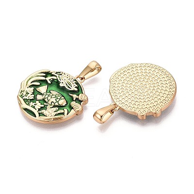 304 Stainless Steel & Enamel Pendants STAS-T072-73A-G-1