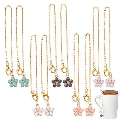 10Pcs 5 Style Alloy Enamel Wine Glass Charms HJEW-AB00065-1