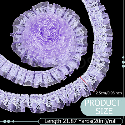 1Pc Double Layer Pleated Lace Ribbon OCOR-BC0007-97C-1
