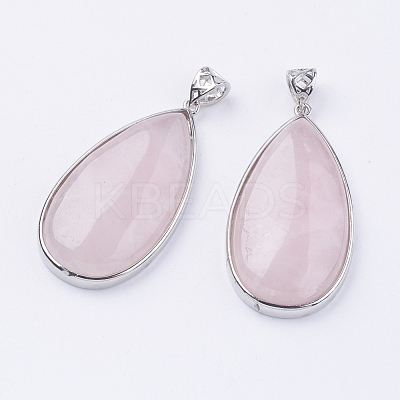 Natural Rose Quartz Big Pendants X-G-I184-08-1